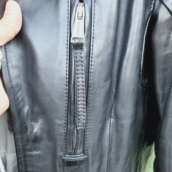 Men DSQUARED2 Oversized Leather Biker Coat Motorcycle Black - Picture 9 of 9